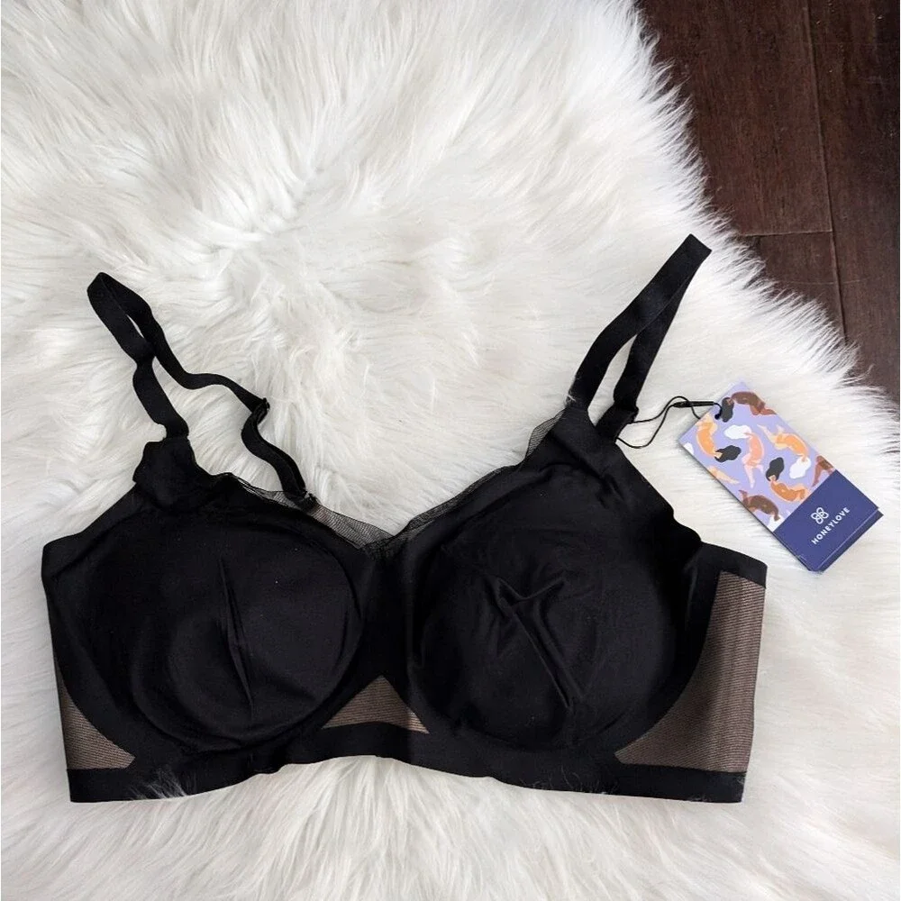 NWT NEW Honeylove Black Women's Crossover Bra L Large